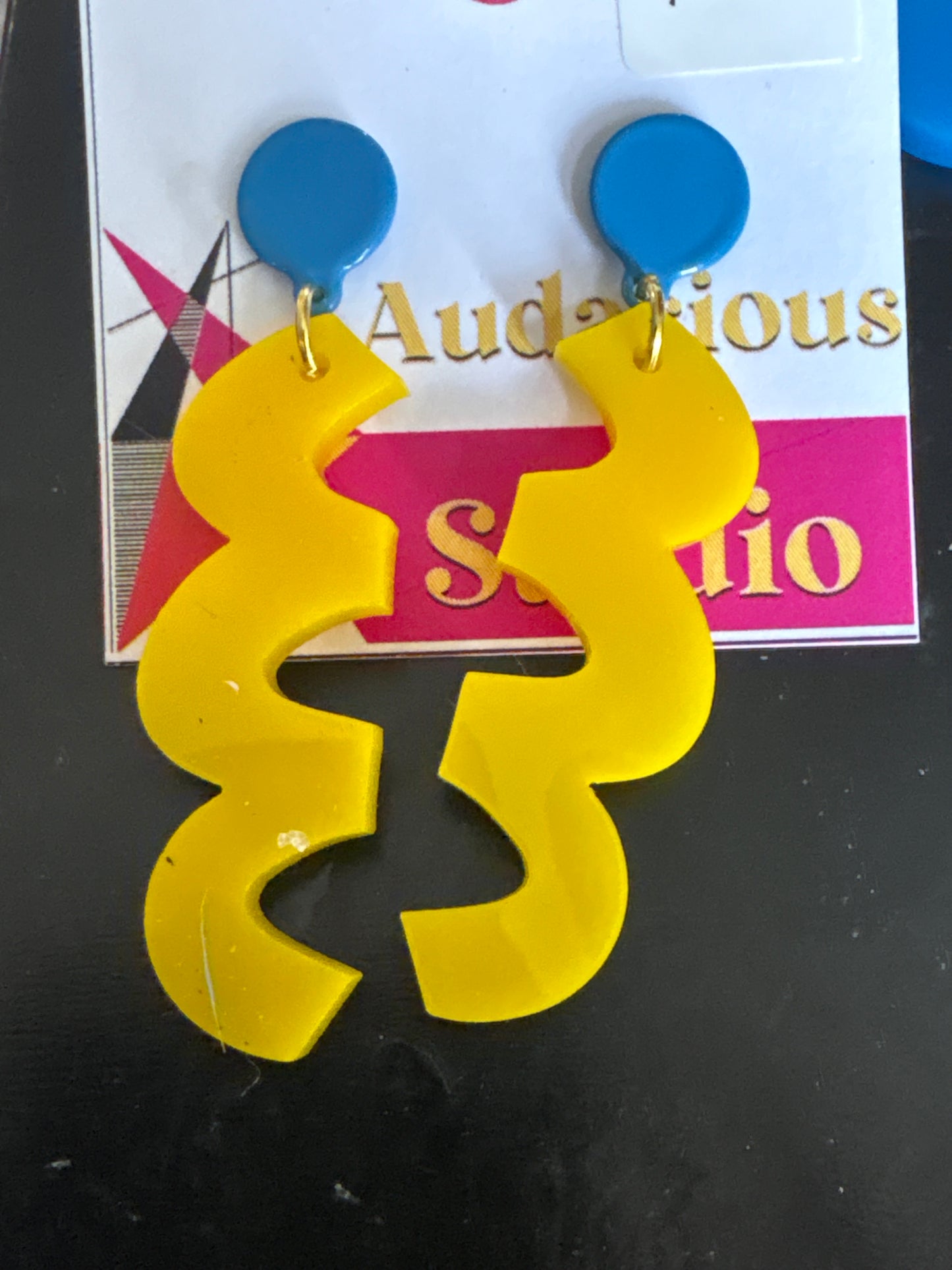 Yellow Squiggle Earrings