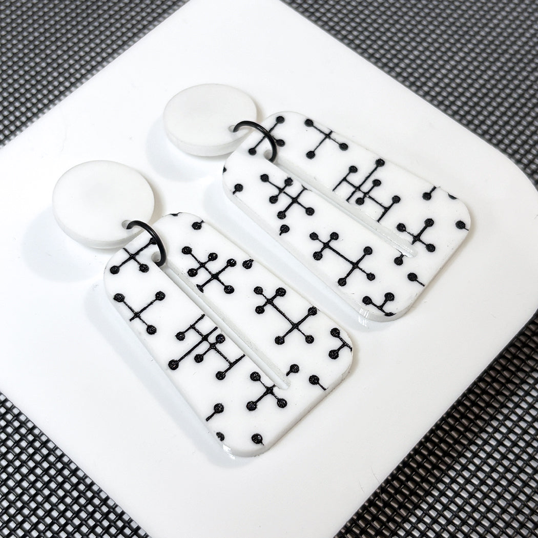 Large Eames Inspired Trapezoid Post Earrings in White