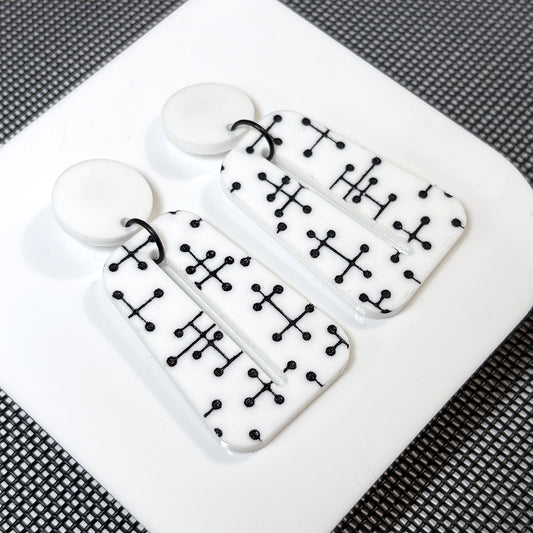 Large Eames Inspired Trapezoid Post Earrings in White