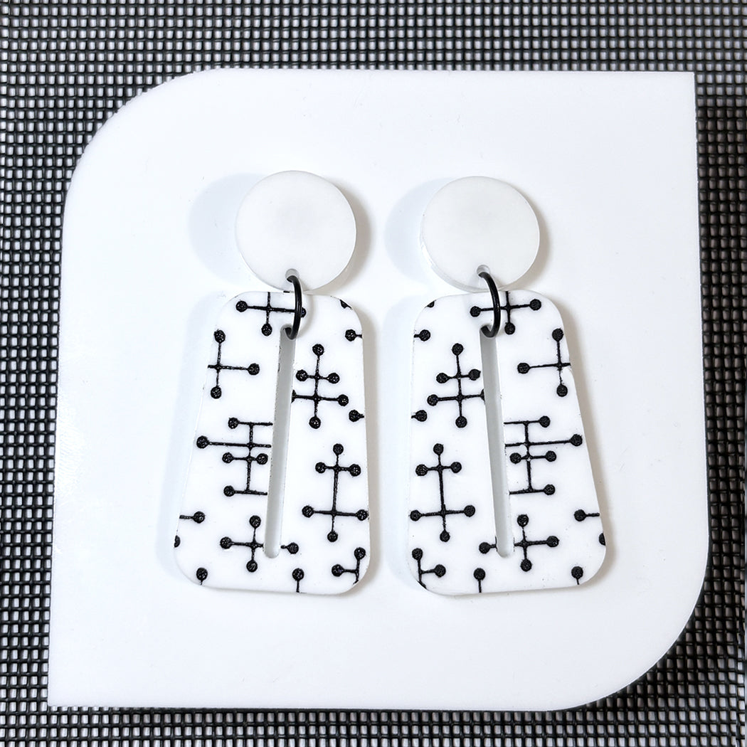 Large Eames Inspired Trapezoid Post Earrings in White