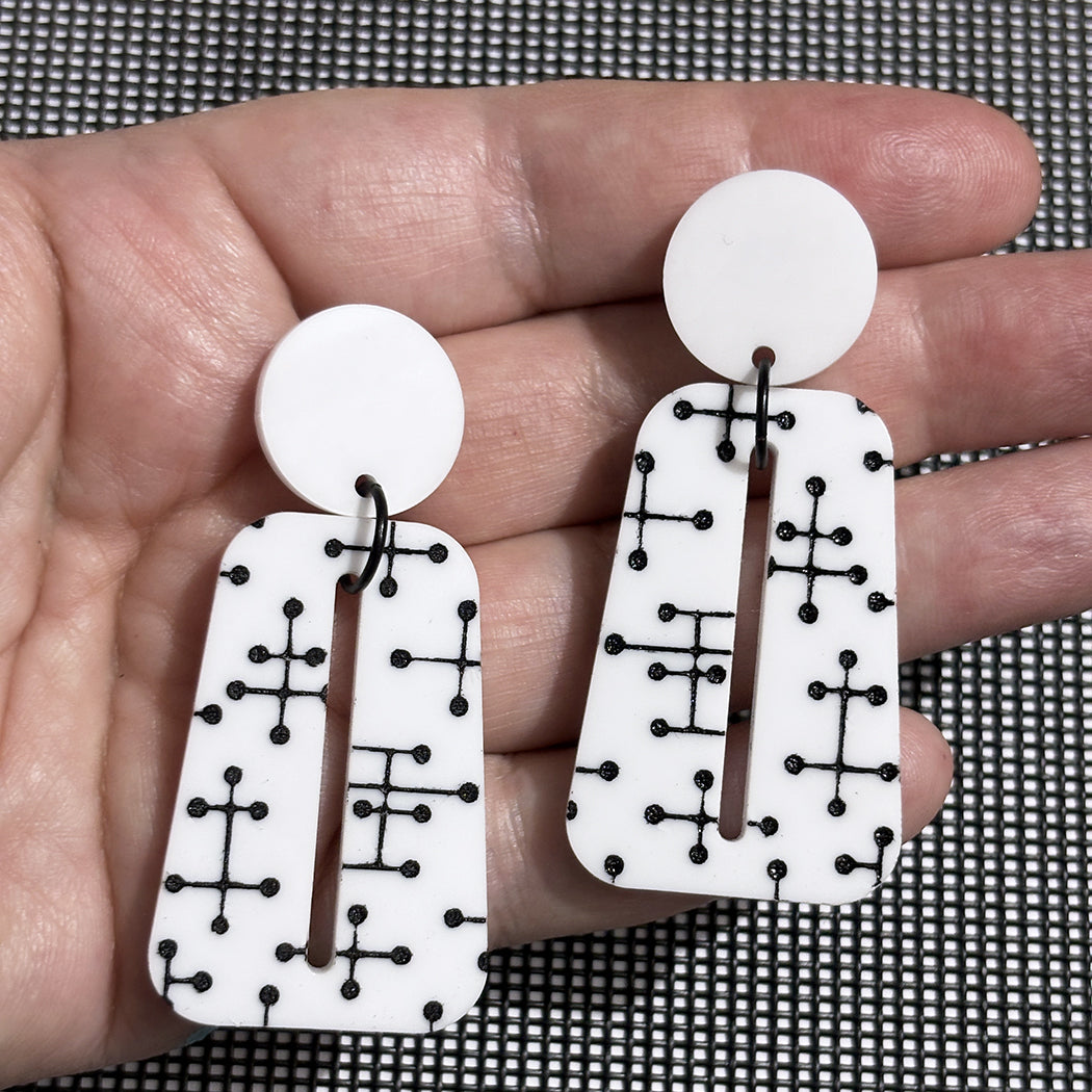 Large Eames Inspired Trapezoid Post Earrings in White