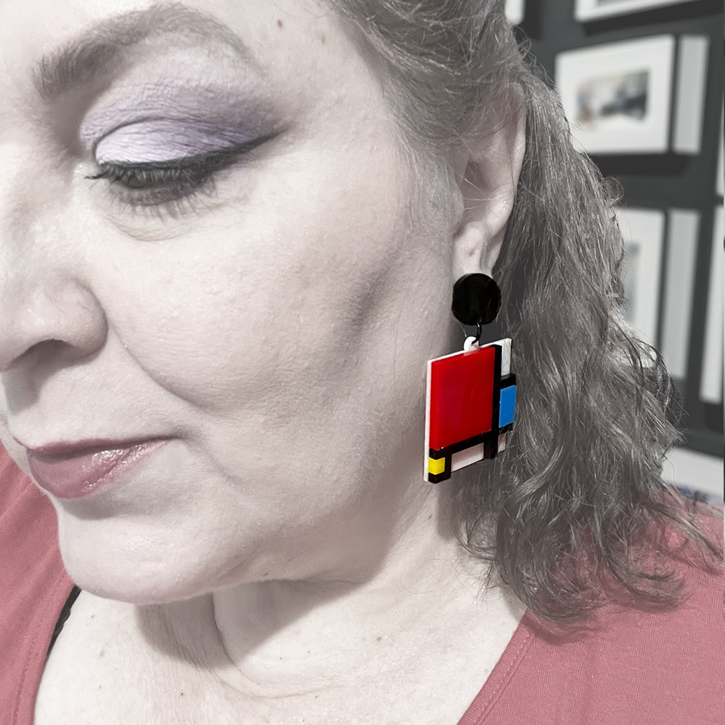 Mondrian Square Earrings