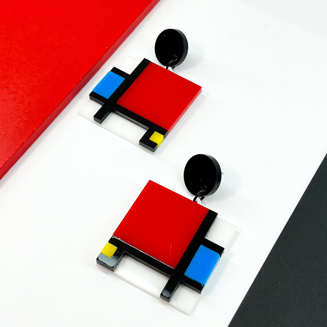 Mondrian Square Earrings