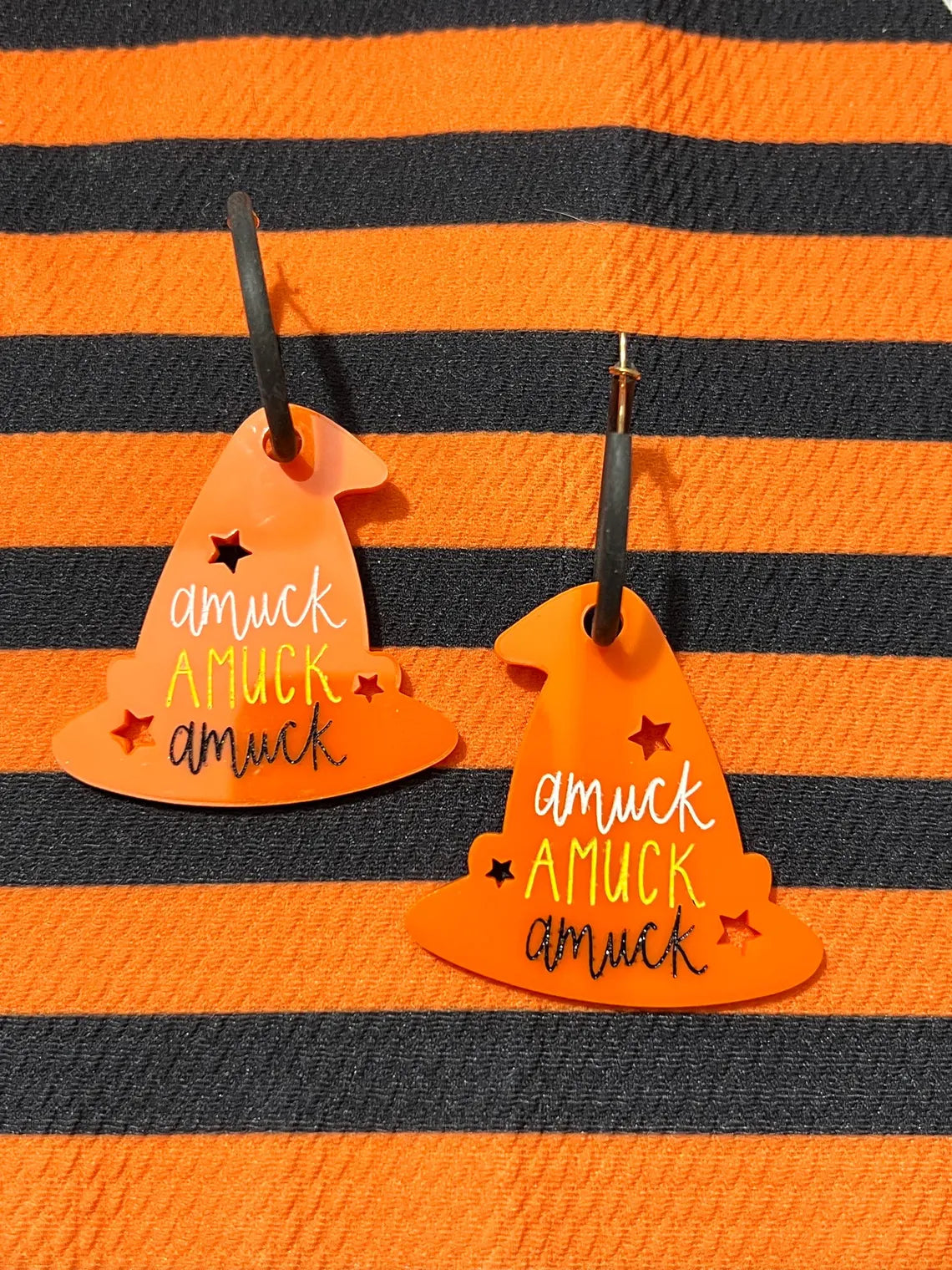 Amuck Amuck Amuck Witch Hat Hoop Earrings