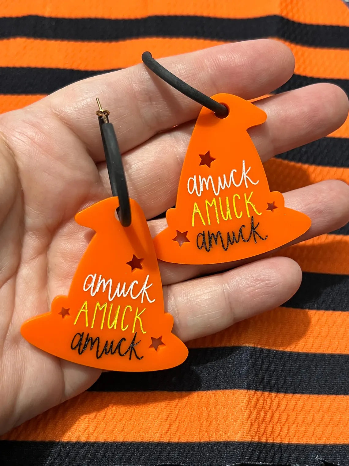 Amuck Amuck Amuck Witch Hat Hoop Earrings