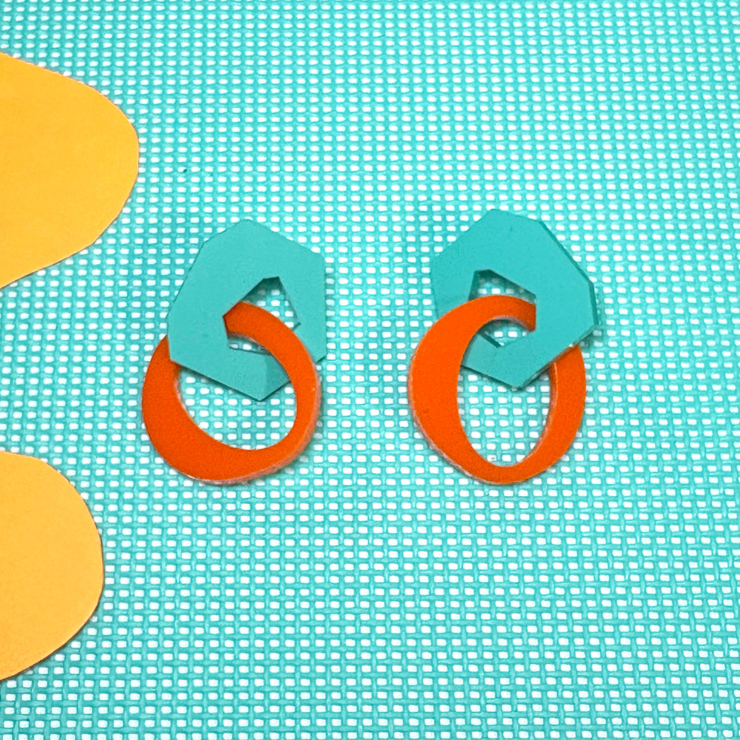 Mini Aqua and Orange Link Earrings