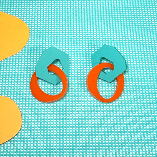 Mini Aqua and Orange Link Earrings
