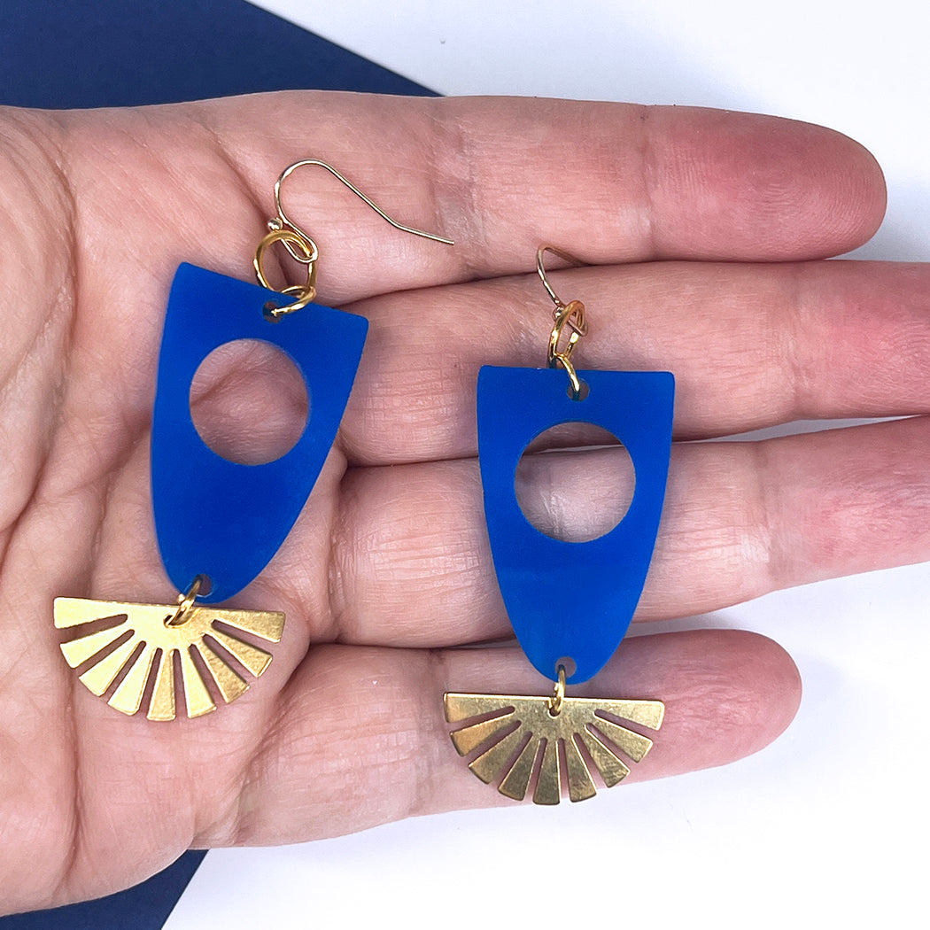 Gold Rays and Blue Horizon Earrings