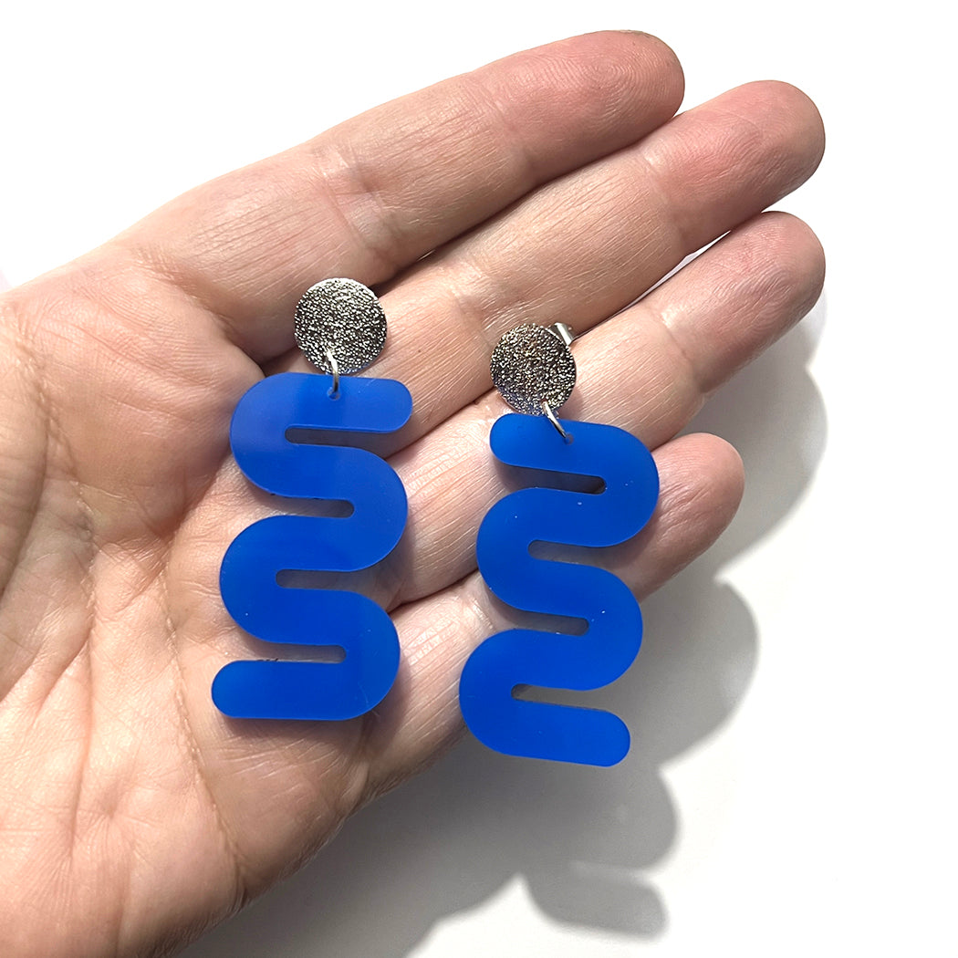 Blue Squiggle Earrings