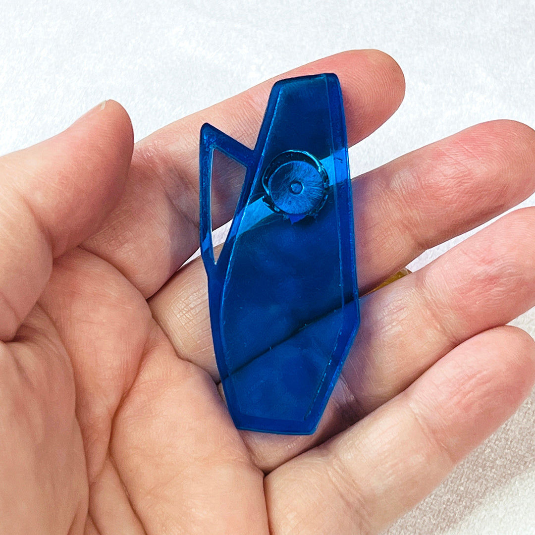 Mid Century Vase Brooch - Blue Transparent