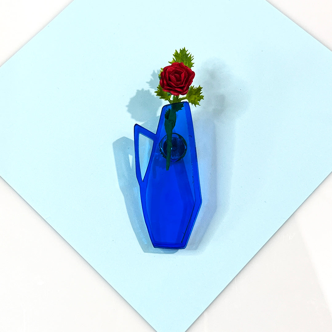 Mid Century Vase Brooch - Blue Transparent