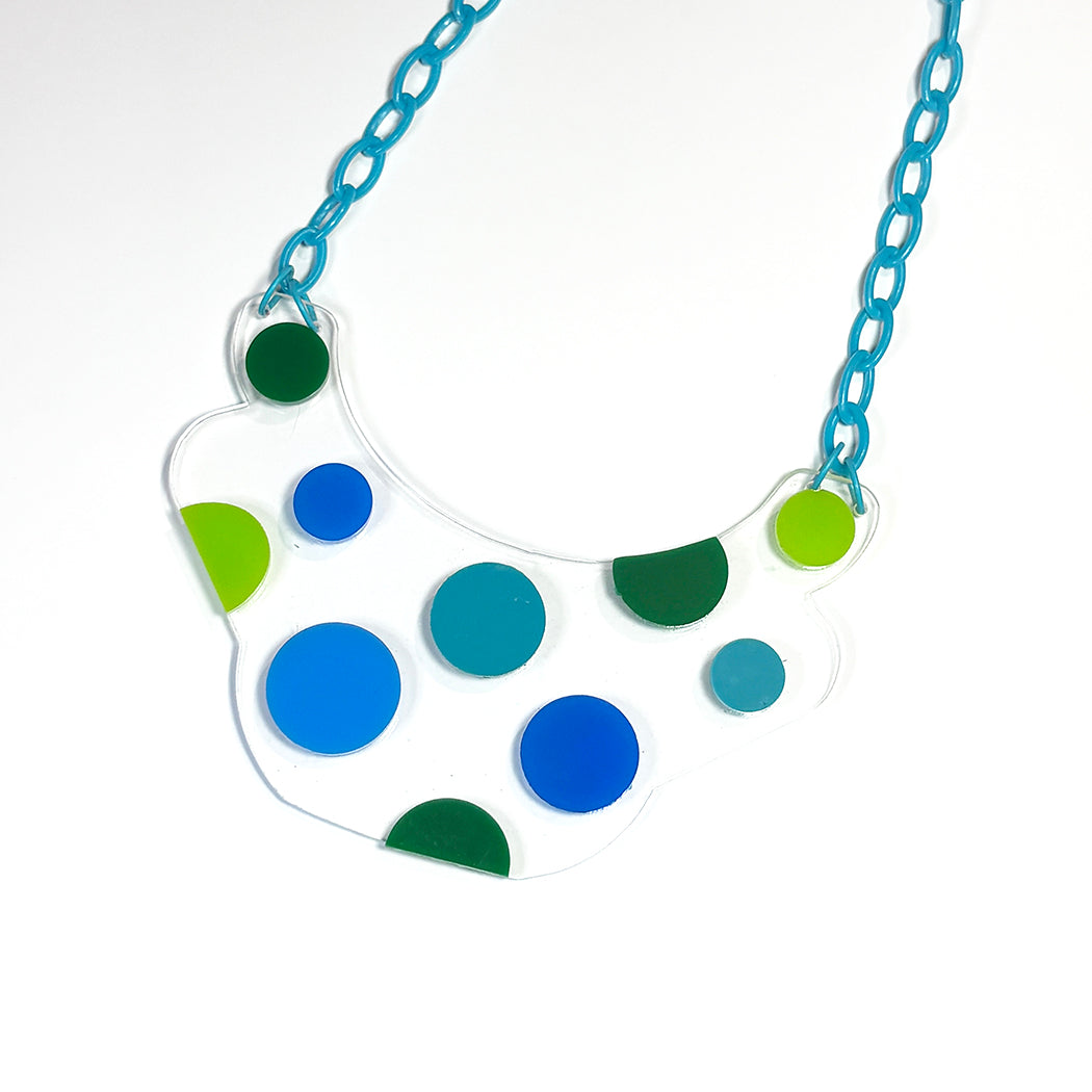 Yayoi Blue and Green Infinity Dots Necklace