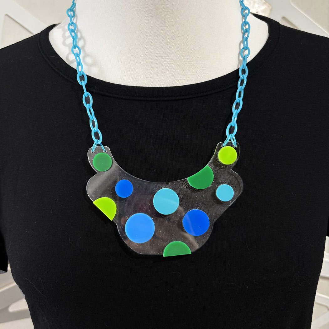 Yayoi Blue and Green Infinity Dots Necklace