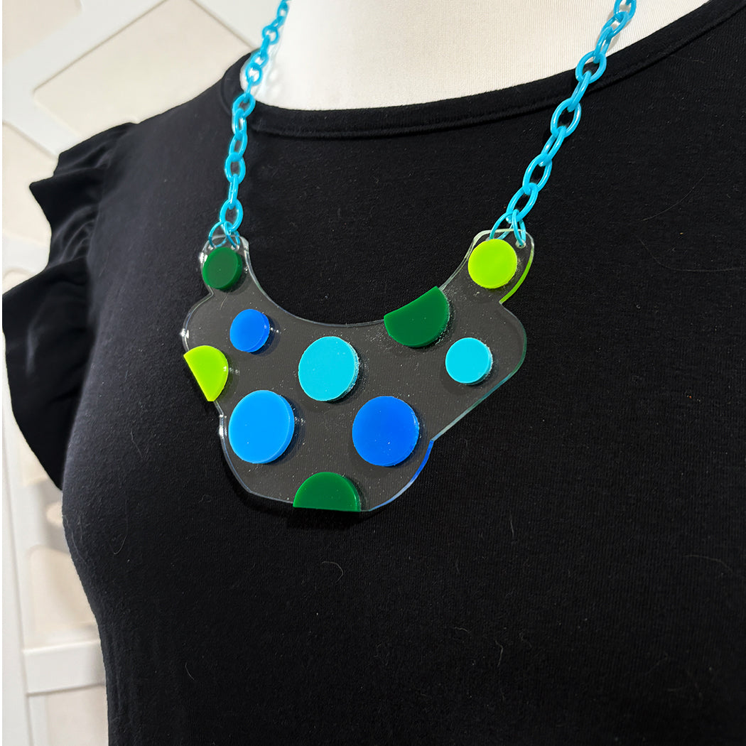 Yayoi Blue and Green Infinity Dots Necklace