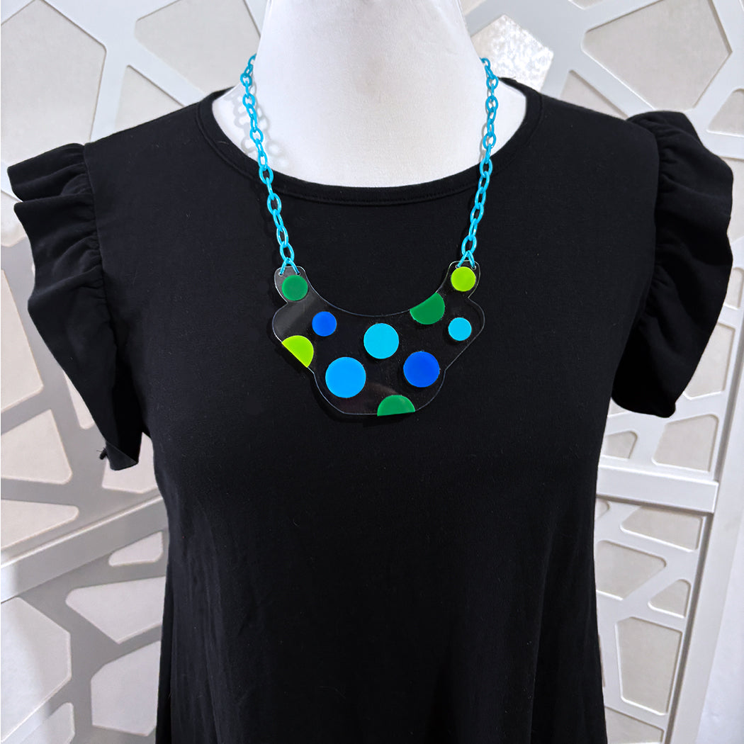 Yayoi Blue and Green Infinity Dots Necklace