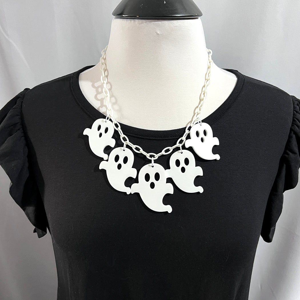 Vintage inspired white ghosts charm necklace from by Barbe Jewelry