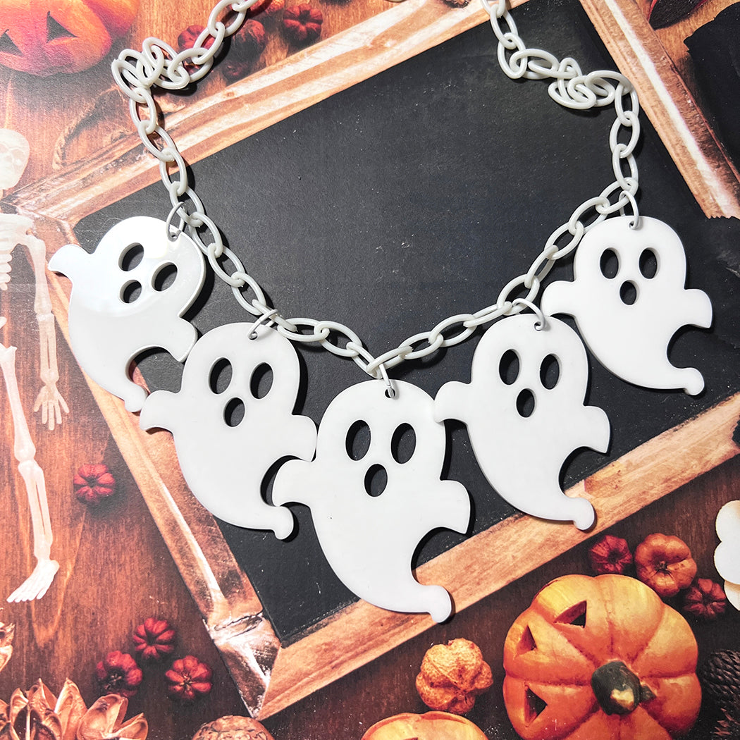 Retro Ghost acrylic charm necklace.