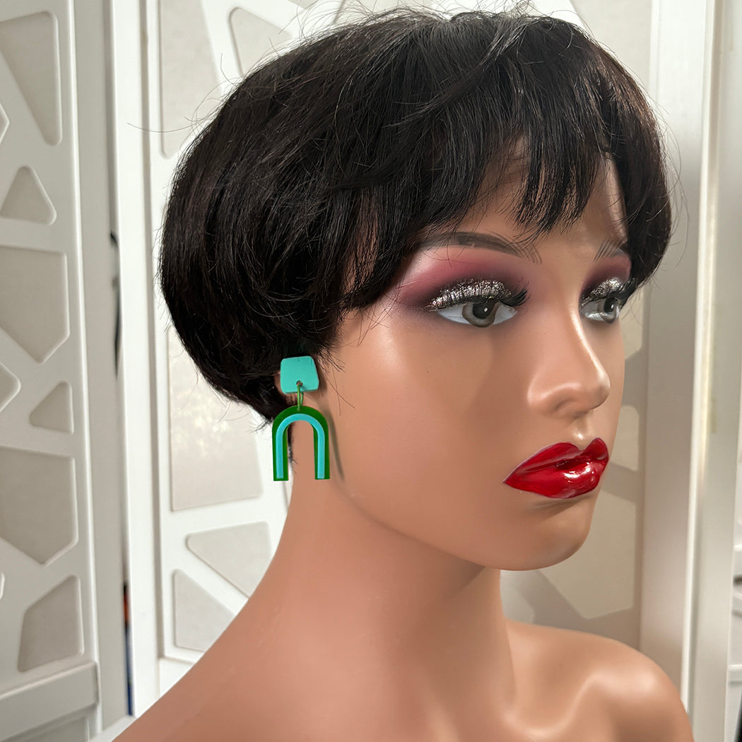 Green and Aqua Arch Earrings