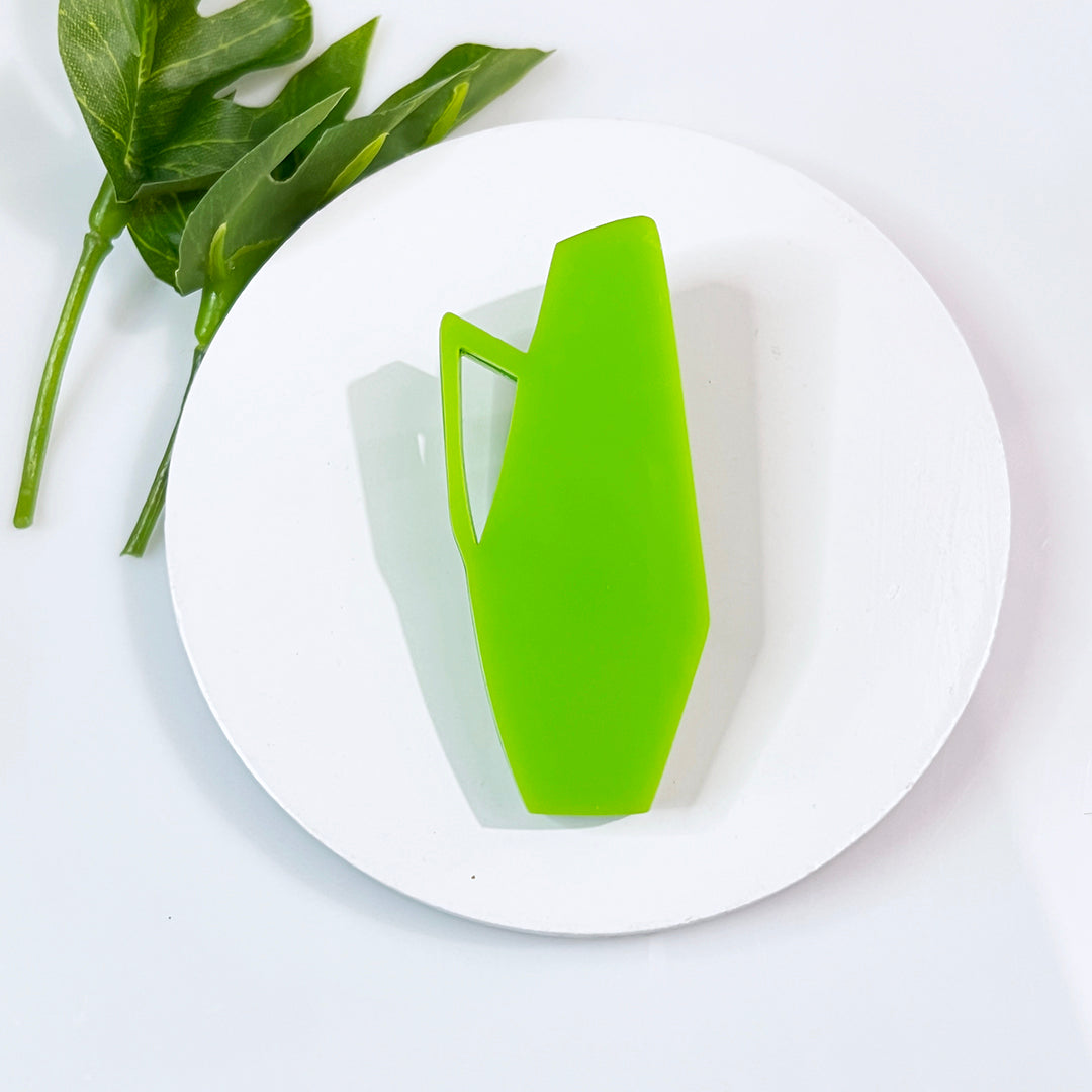 Mid Century Vase Brooch - Lime Green