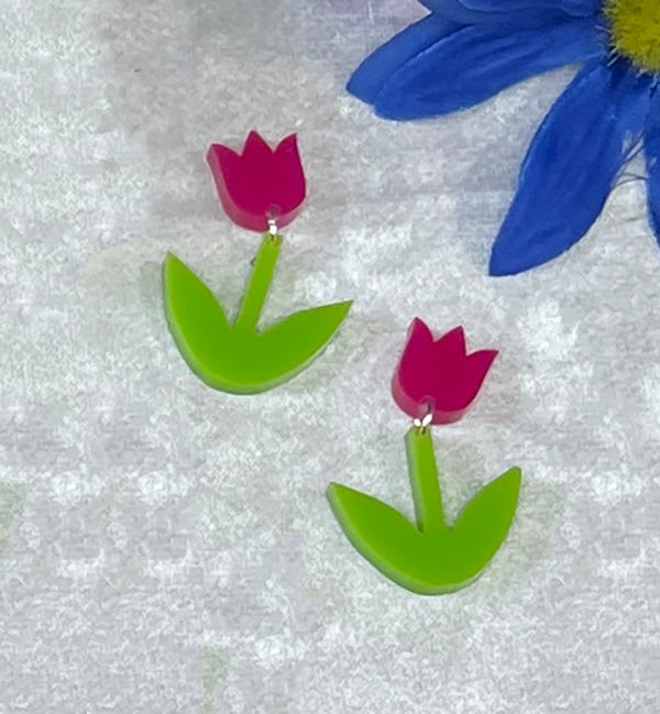 Mini Magenta Tulip Earrings