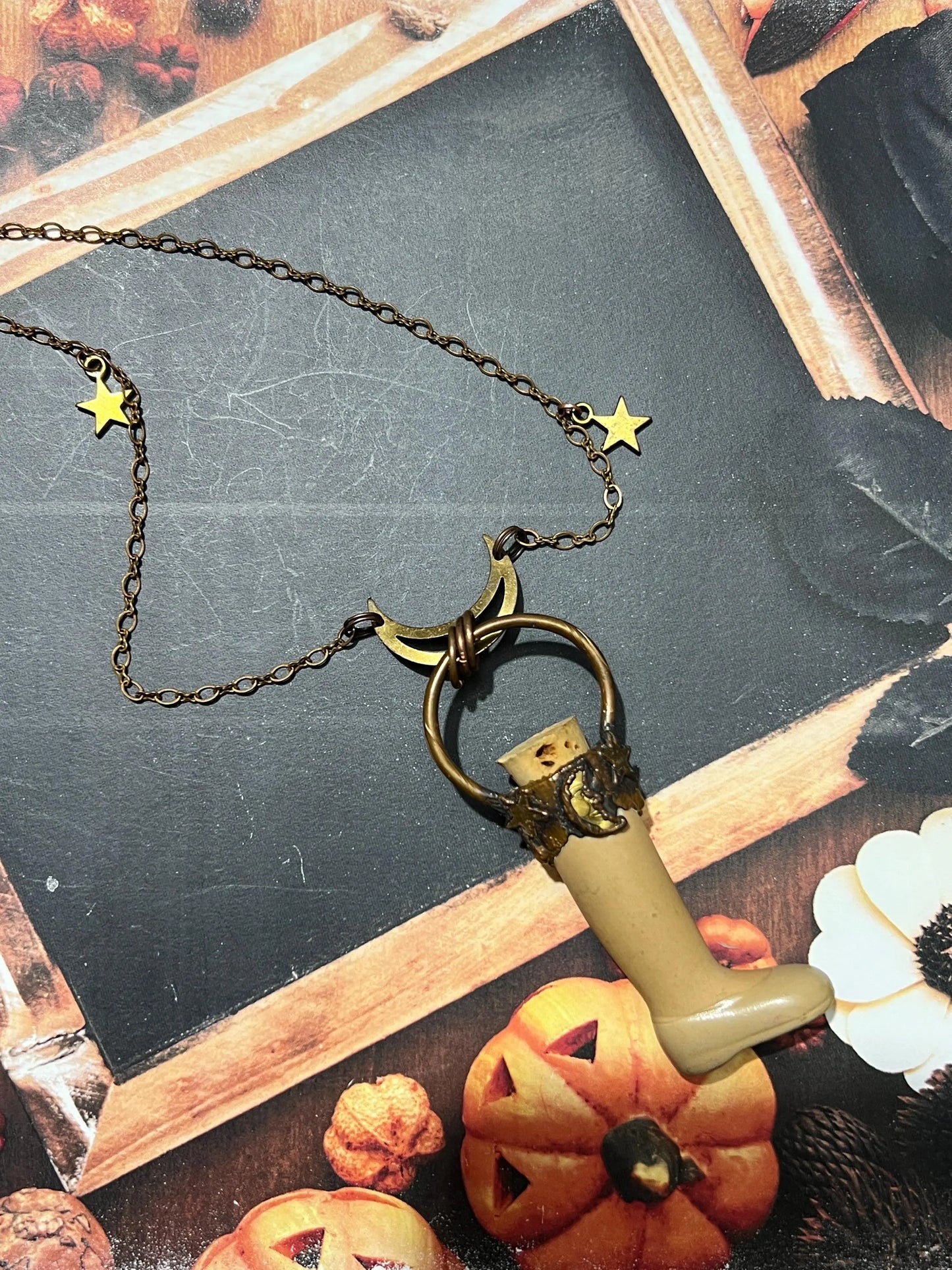 Moon and Stars Leg Reliquary Pendant