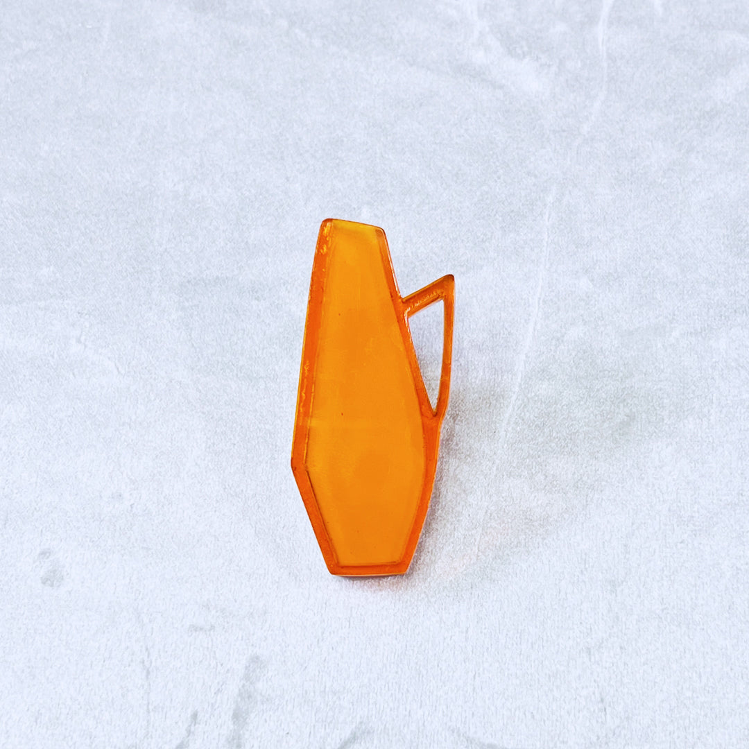 Mid Century Vase Brooch - Transparent Orange