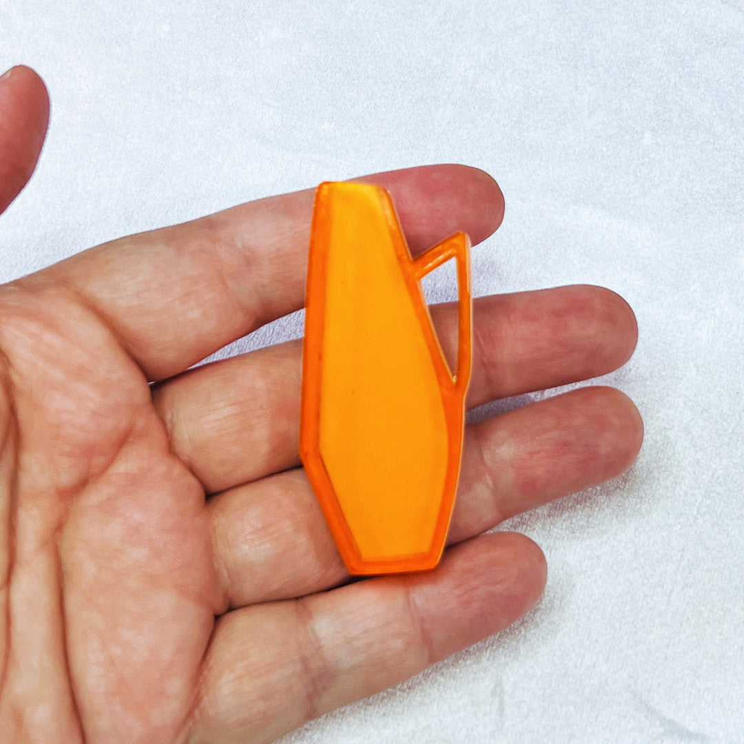 Mid Century Vase Brooch - Transparent Orange