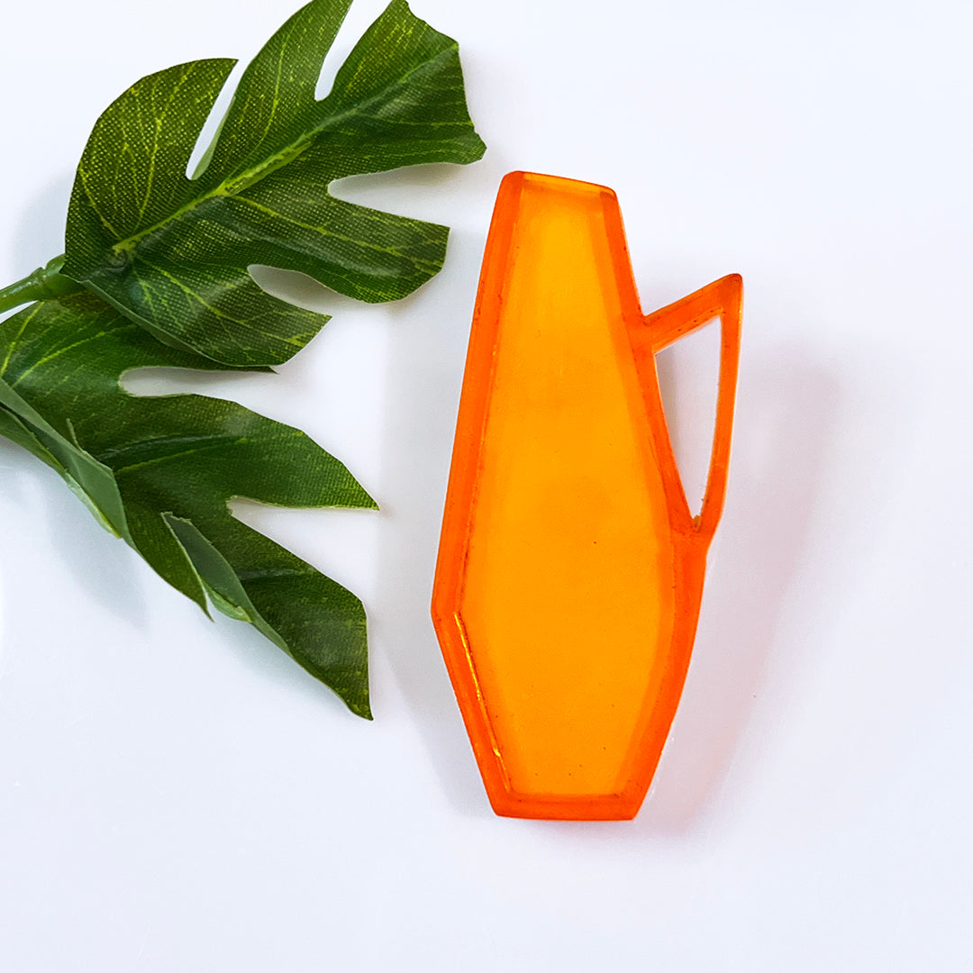 Mid Century Vase Brooch - Transparent Orange