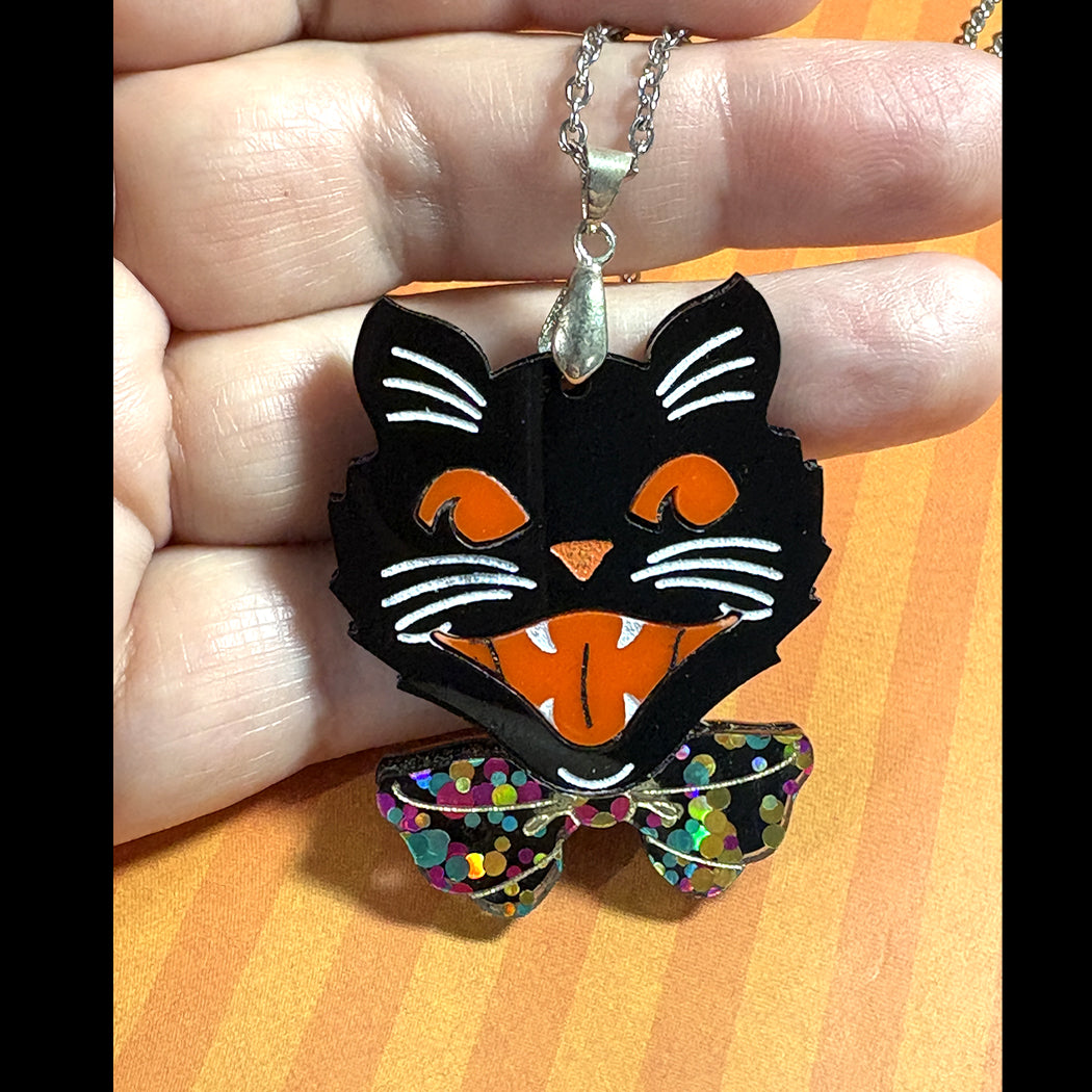 Retro Halloween Party Kitty Necklace