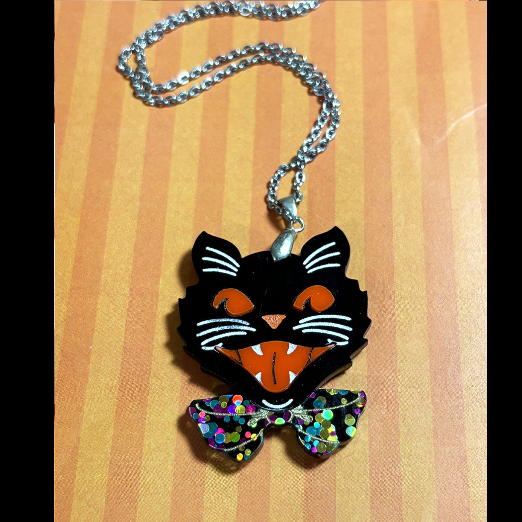 Retro Halloween Party Kitty Necklace