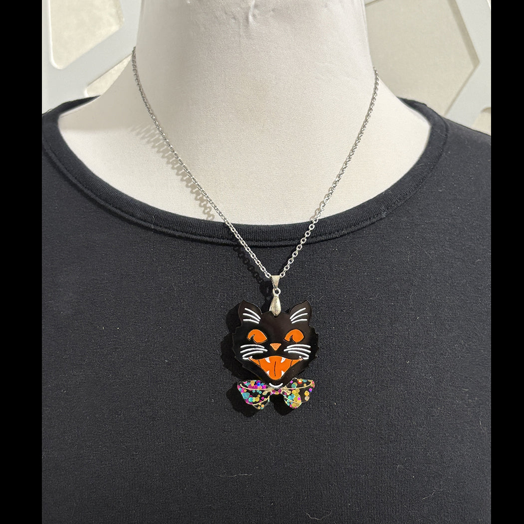 Retro Halloween Party Kitty Necklace