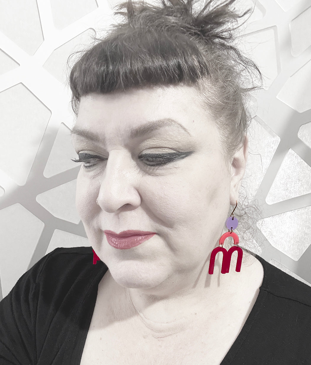 Pink Colorblock Modern Mobile Earrings