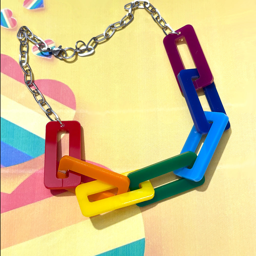 Love is Love Rainbow Link Necklace
