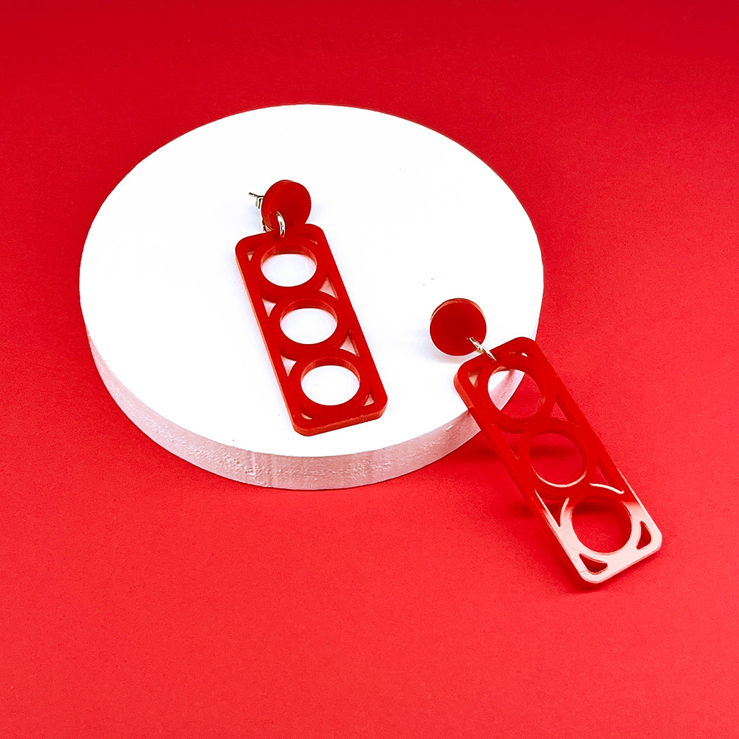 Red Breeze Block Earrings