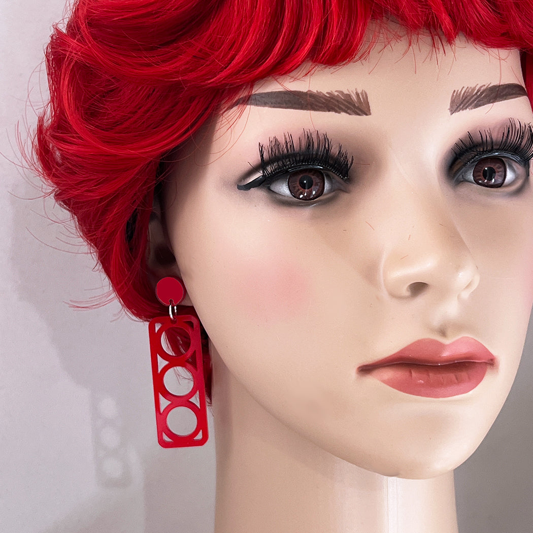 Red Breeze Block Earrings