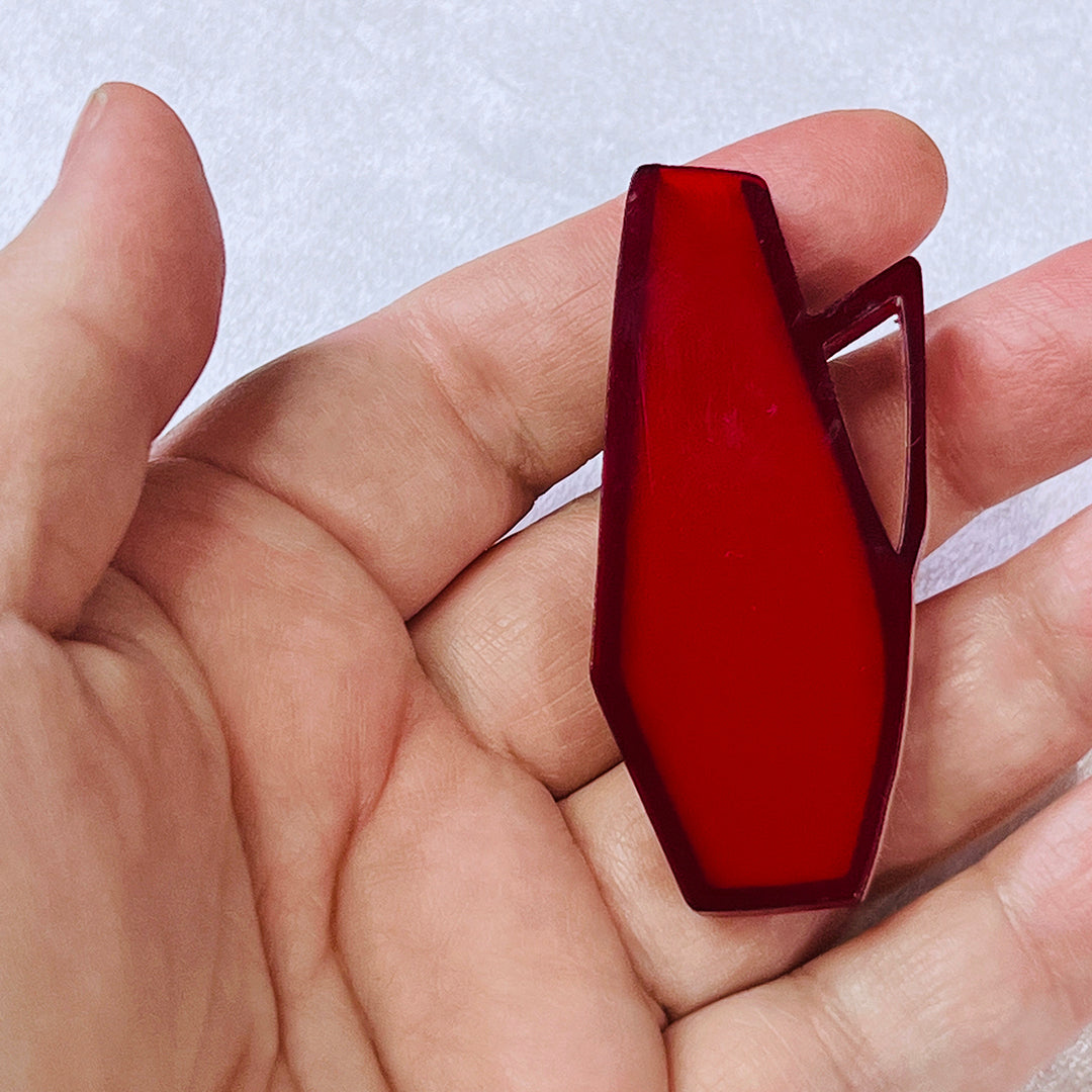 Mid Century Vase Brooch - Transparent Red