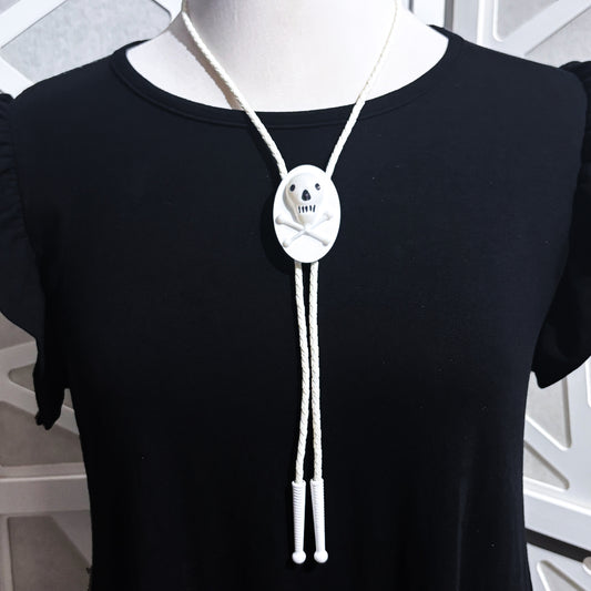 Retro Skull and Crossbones Bolo Tie