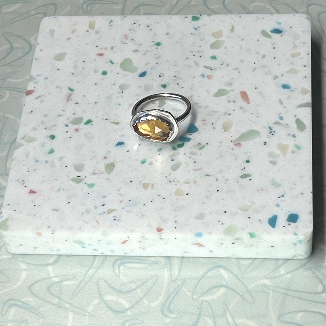 Abstract Yellow Topaz Ring size 7