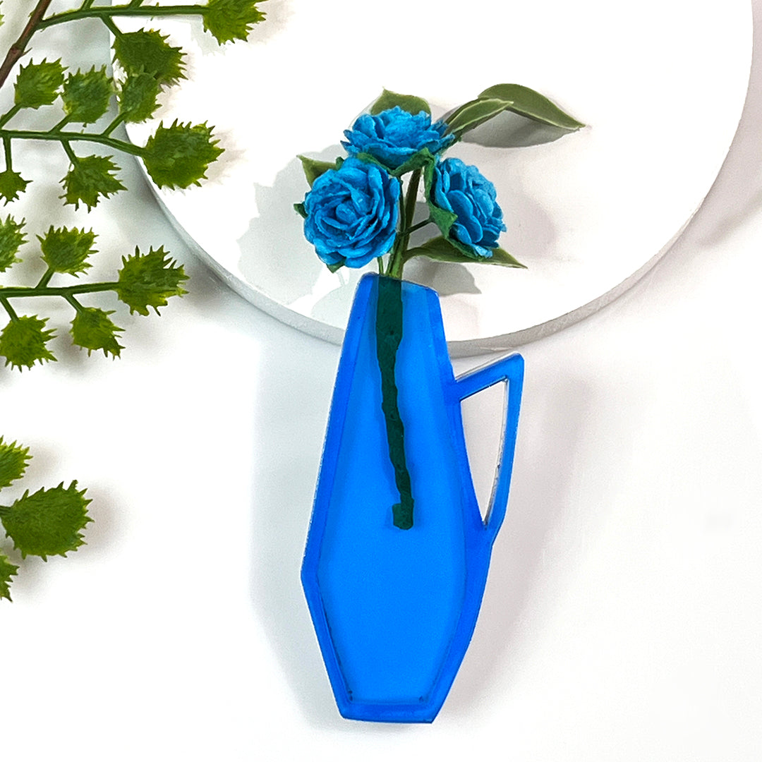 Mid Century Vase Brooch - Transparent Blue