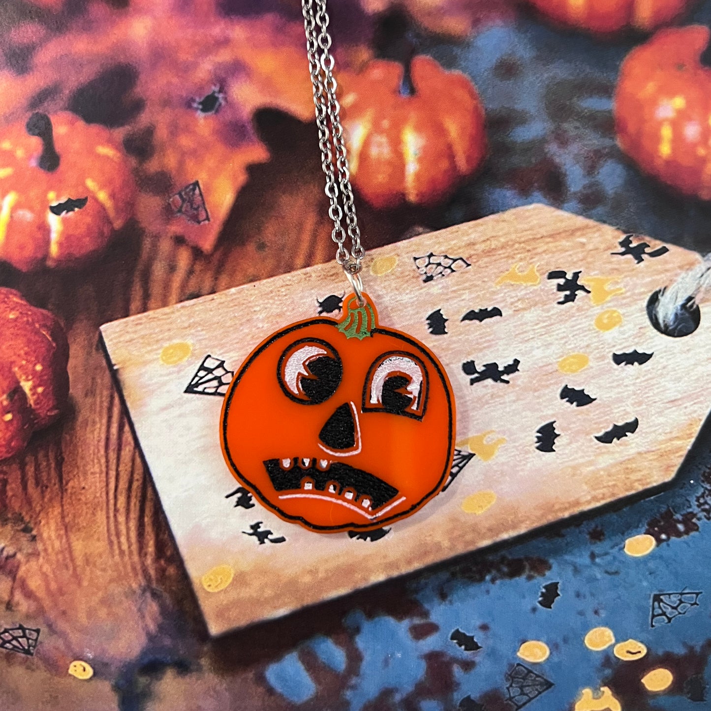 Weird Jack Retro Jack O'Lantern Pumpkin Necklace