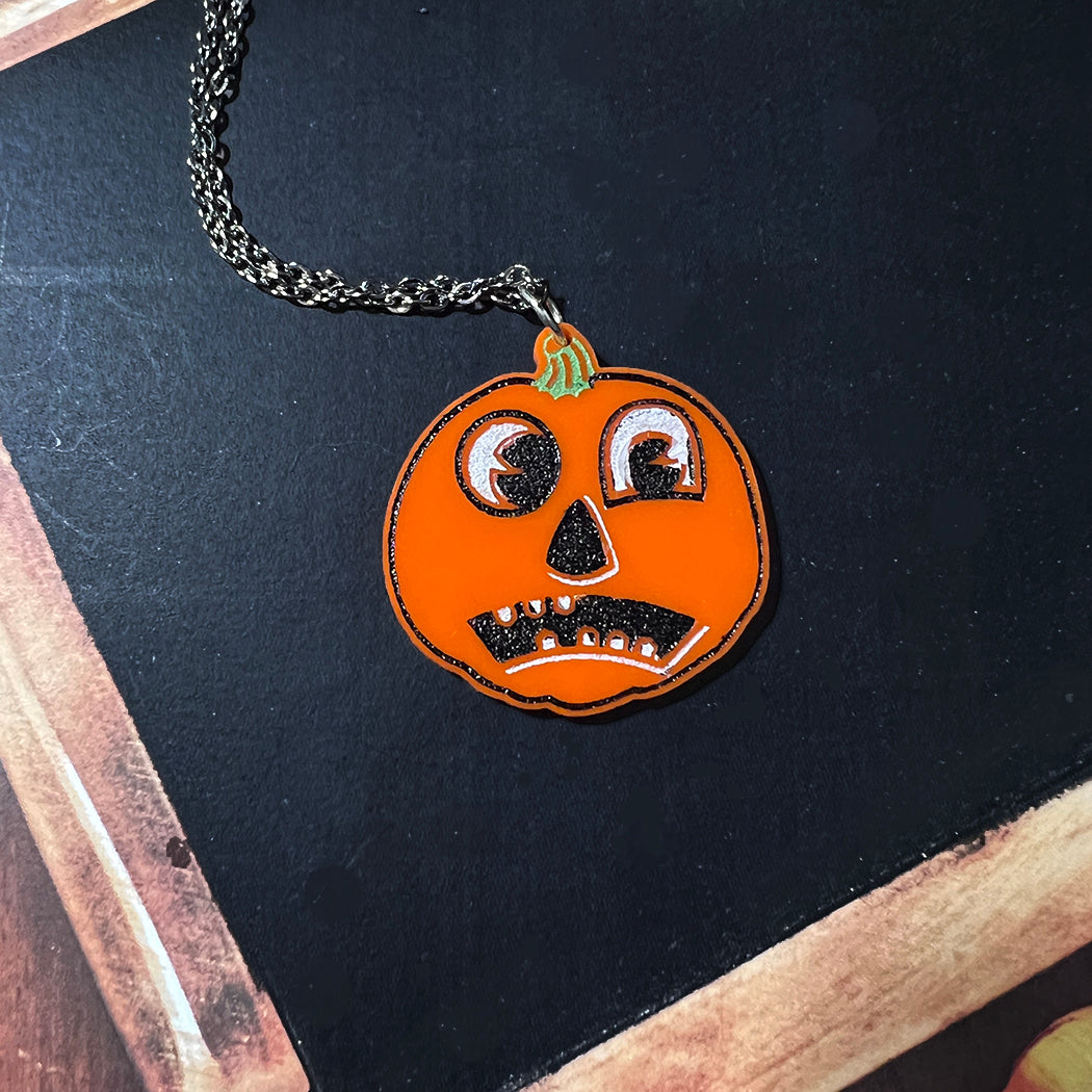 Weird Jack Retro Jack O'Lantern Pumpkin Necklace