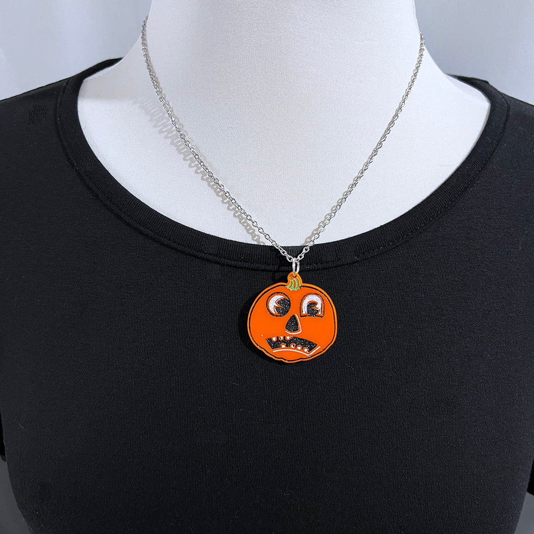 Weird Jack Retro Jack O'Lantern Pumpkin Necklace