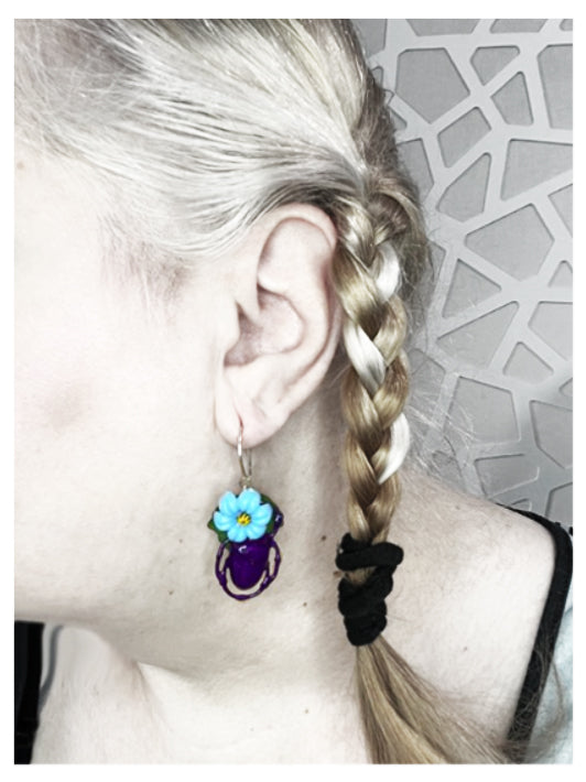 Beetles in The Flowers Earrings