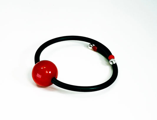 Bauhaus Wrap Bracelet in Black with Red