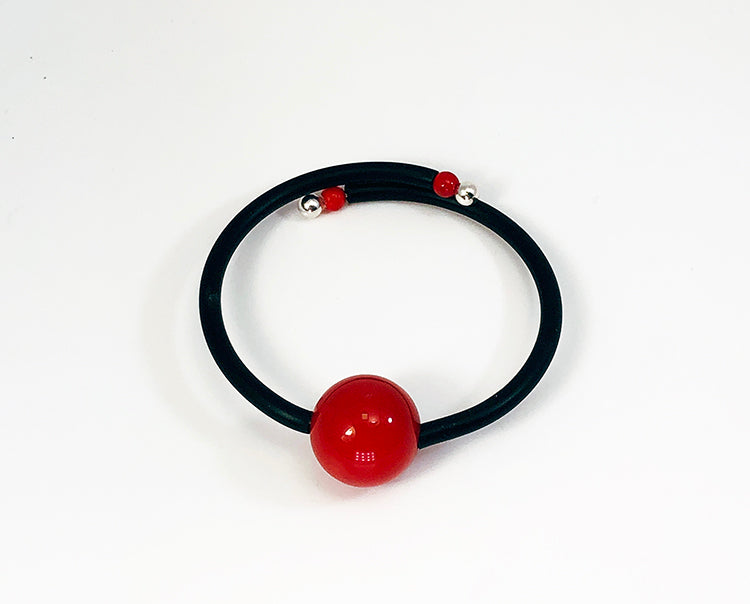 Bauhaus Wrap Bracelet in Black with Red