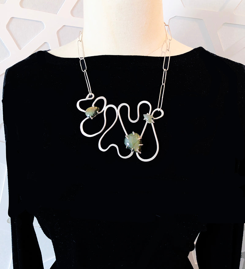 Niemeyer Curves Necklace in Sterling and Labradorite