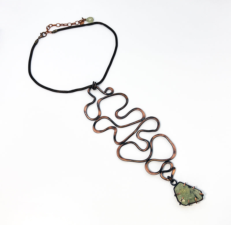 Glyphs Pendant with Prehnite