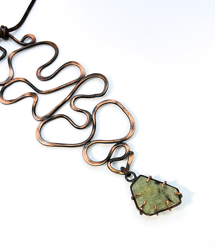Glyphs Pendant with Prehnite