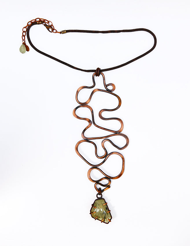 Glyphs Pendant with Prehnite