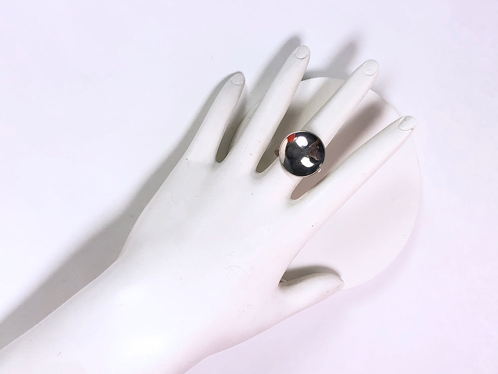 Large Sterling Disc Ring 7 1/2